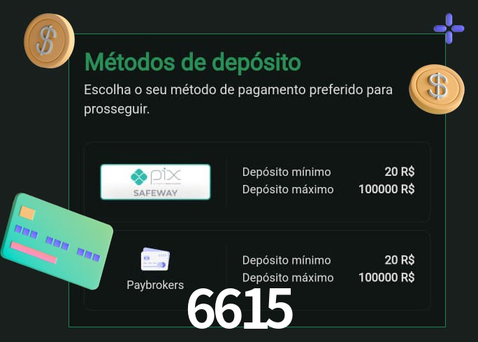 O cassino 6615 oferece uma grande variedade de métodos de pagamento